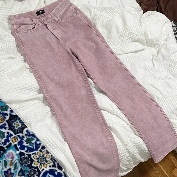 7 for all Mankind Lilac Straight Crop Jeans - Picture 2 of 8
